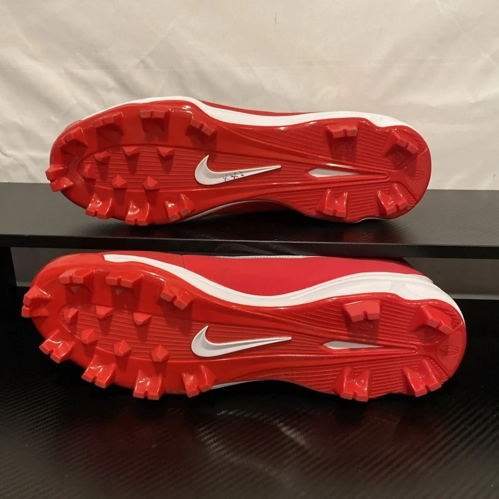 Nike BSBL Hurrache‎ Baseball Shoes Red Gray White Size 16